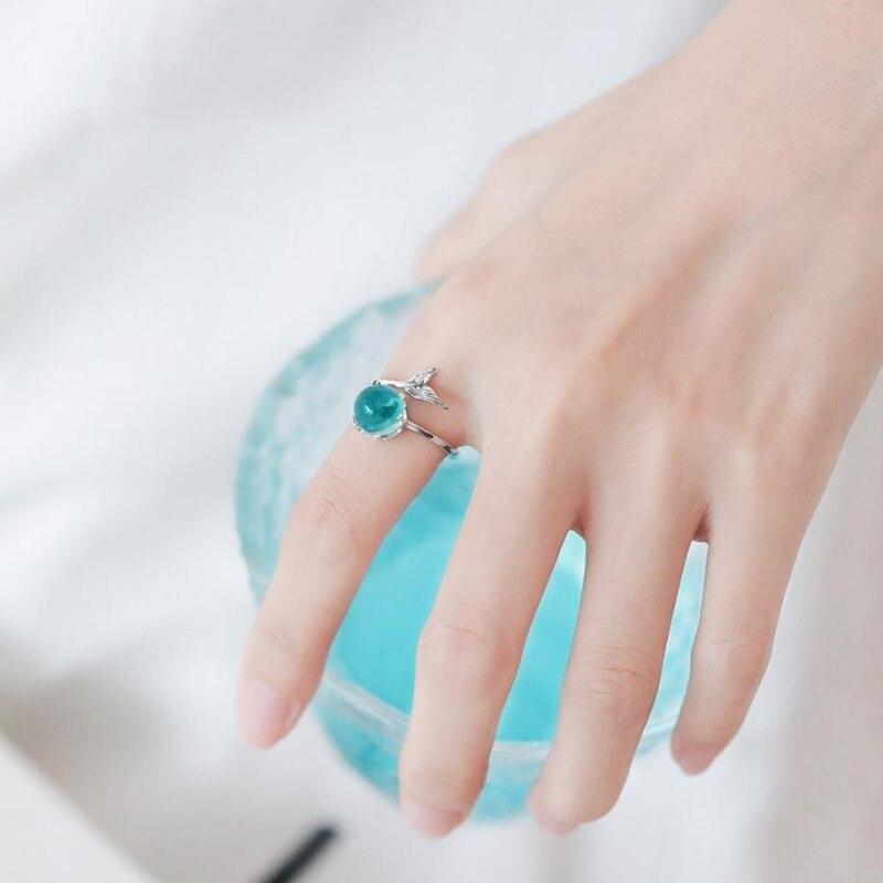 Anel, Colar, Bracelete e Brinco Doce sereia cristal azul - Prata 925 - Pérolla Oficial