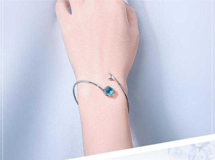 Anel, Colar, Bracelete e Brinco Doce sereia cristal azul - Prata 925 - Pérolla Oficial