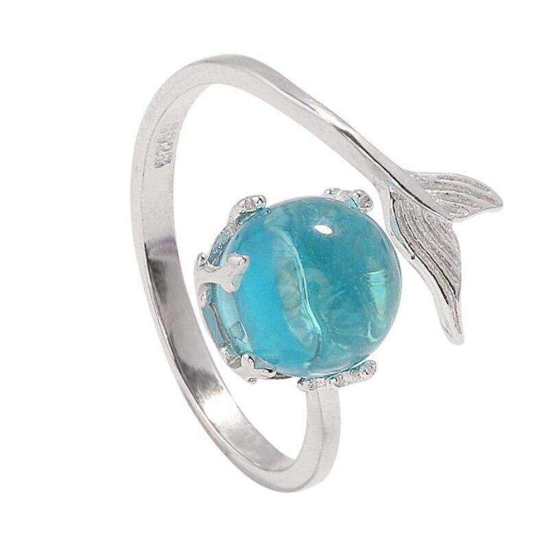 Anel, Colar, Bracelete e Brinco Doce sereia cristal azul - Prata 925 - Pérolla Oficial