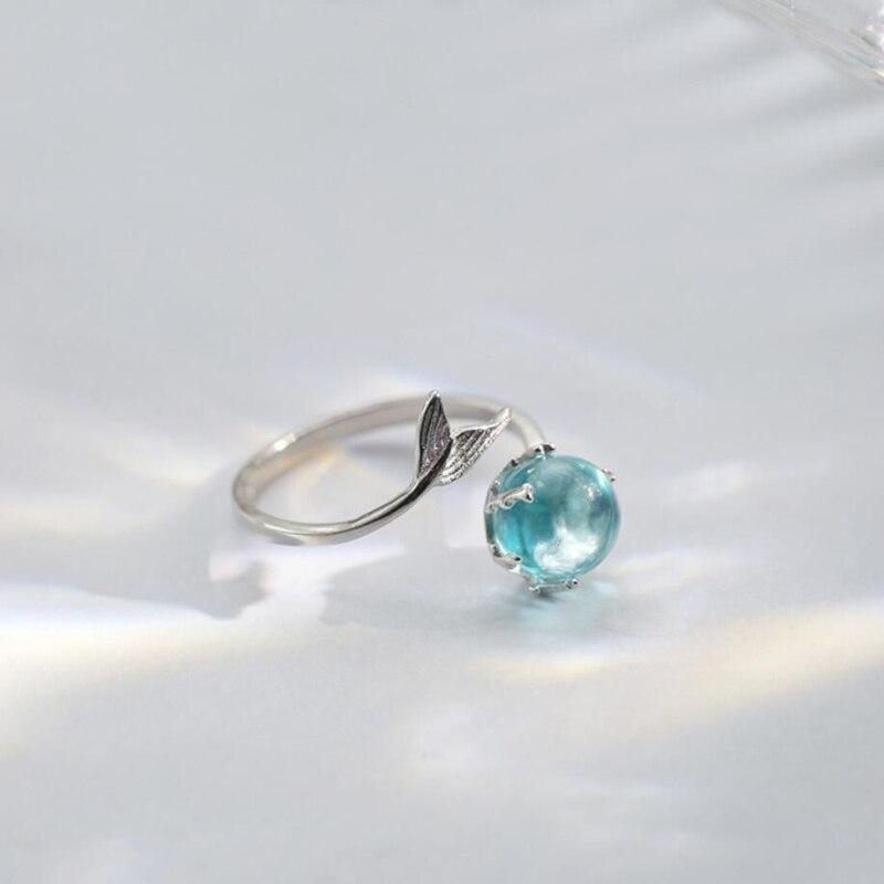 Anel, Colar, Bracelete e Brinco Doce sereia cristal azul - Prata 925 - Pérolla Oficial