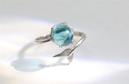 Anel, Colar, Bracelete e Brinco Doce sereia cristal azul - Prata 925 - Pérolla Oficial