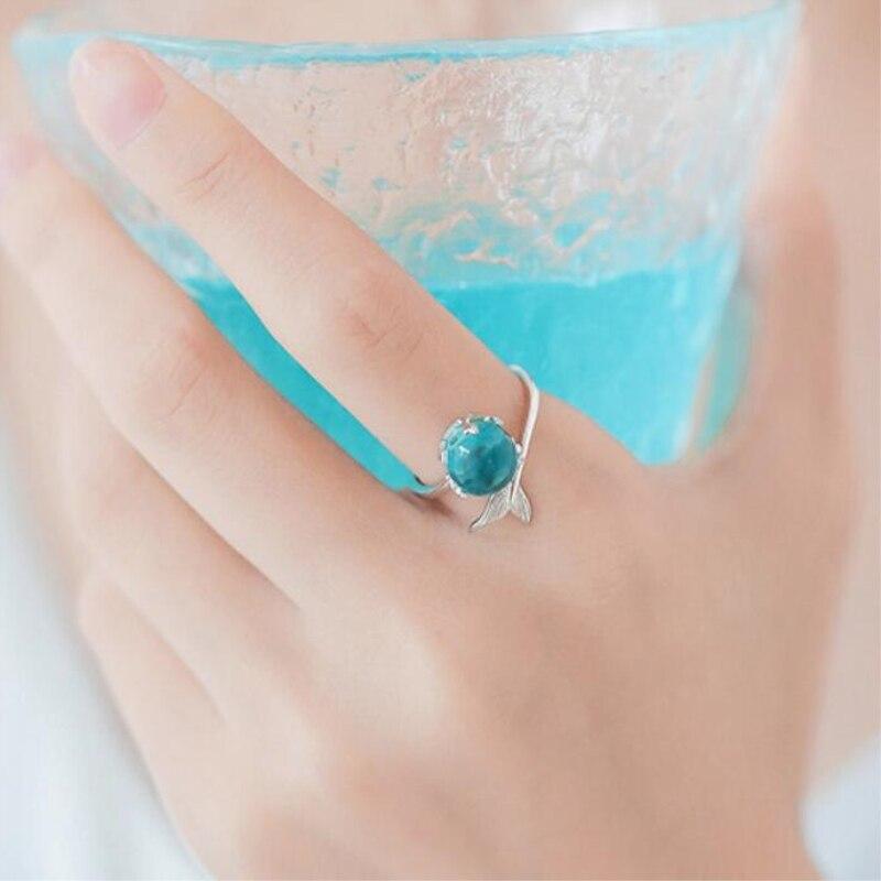 Anel, Colar, Bracelete e Brinco Doce sereia cristal azul - Prata 925 - Pérolla Oficial
