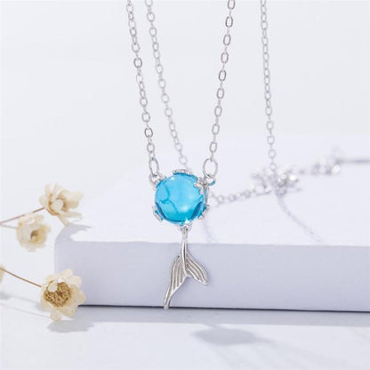 Bracelete e Colar Cauda de Sereia Cristal Blue - Prata 925 - Pérolla Oficial