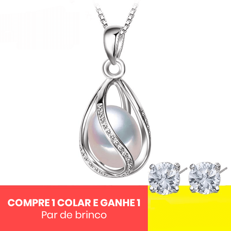 Colar de Pérola Luxo Premium - Prata 925 - Pérolla Oficial