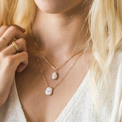 Colar de pérola natural de água doce - Ouro 14K - Pérolla Oficial