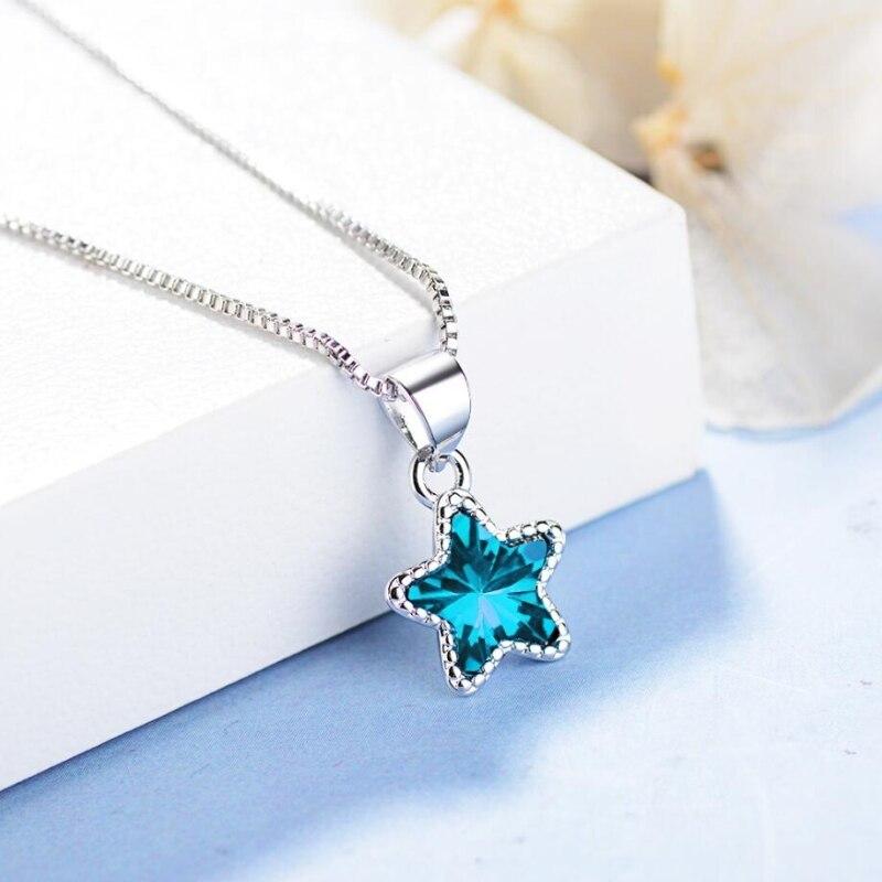 Colar Mini Star Blue Crystal - Prata 925 - Pérolla Oficial